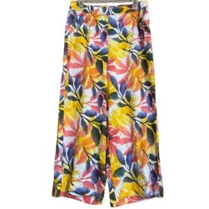 Caribbean Joe Women’s Vibrant Multi Leaf Print Beach Square Coverup Pants Sz-10